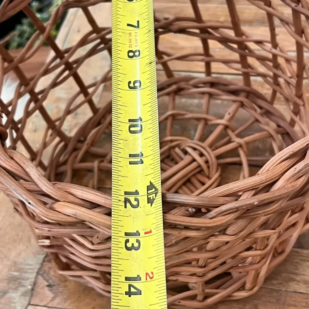 Natural Hand Woven Open Weave Basket with Side Handles Planter Cover Decor